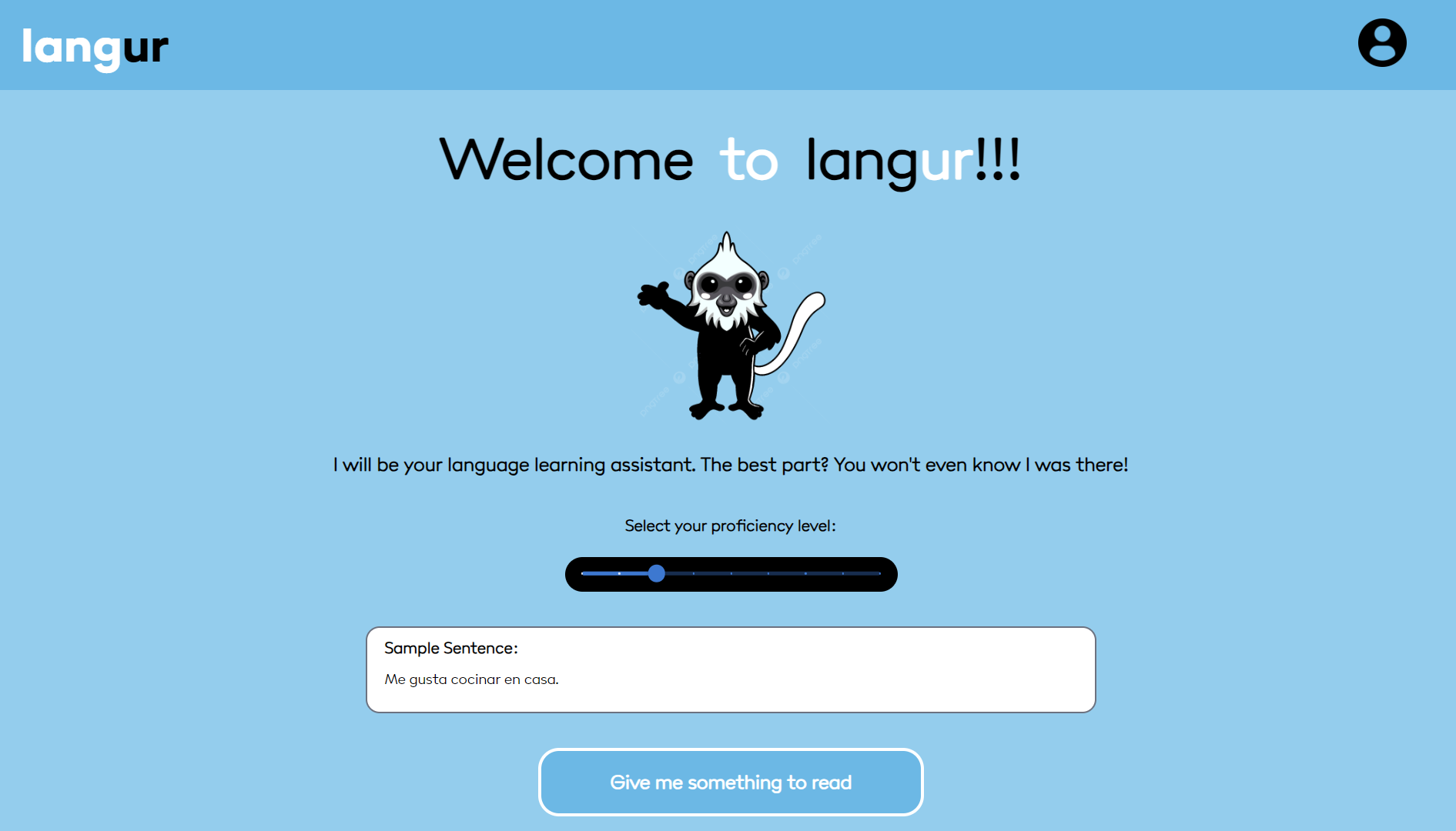 LangUR dashboard screenshot